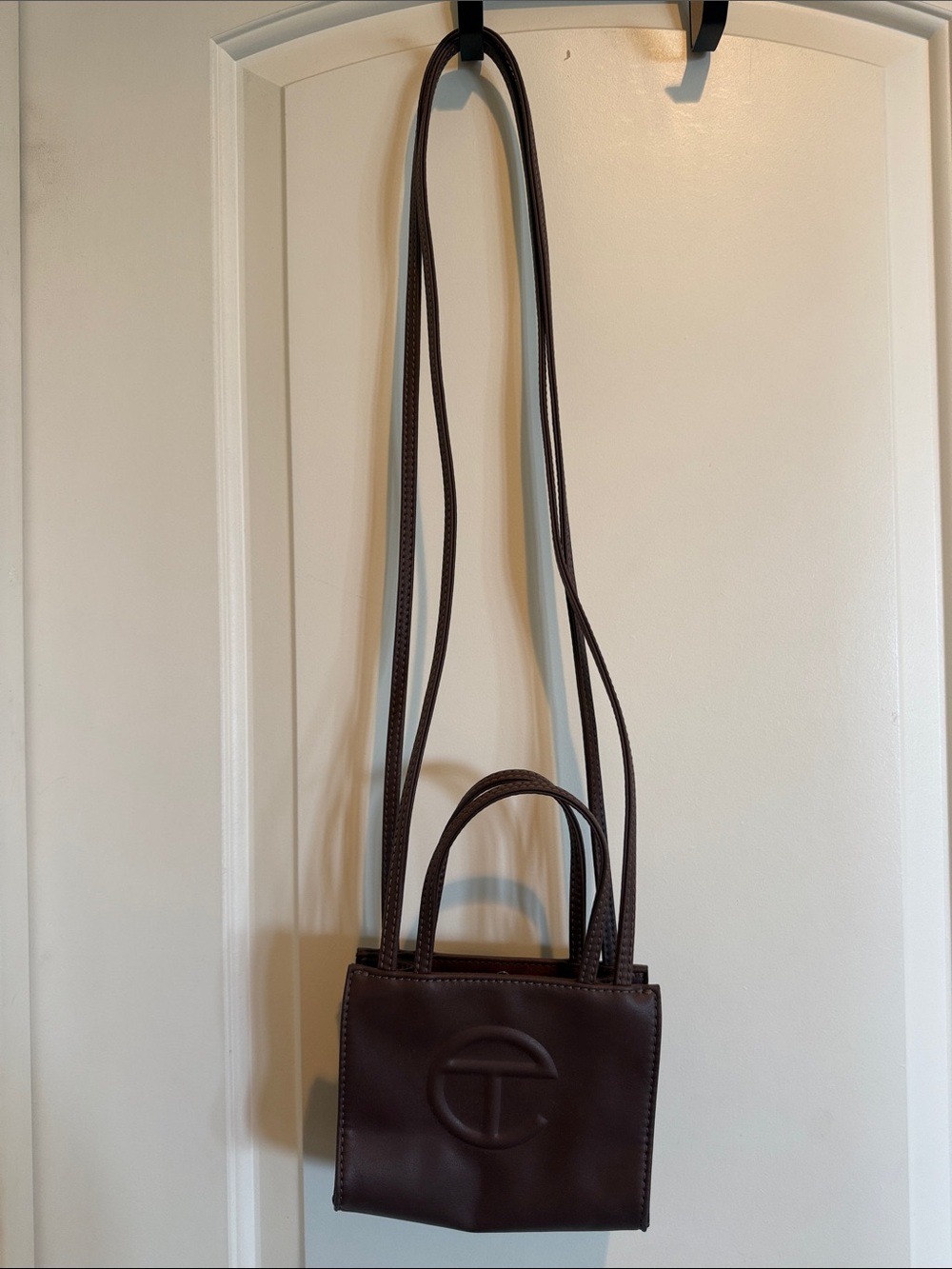 Telfar Brown Leather Mini Crossbody Tote